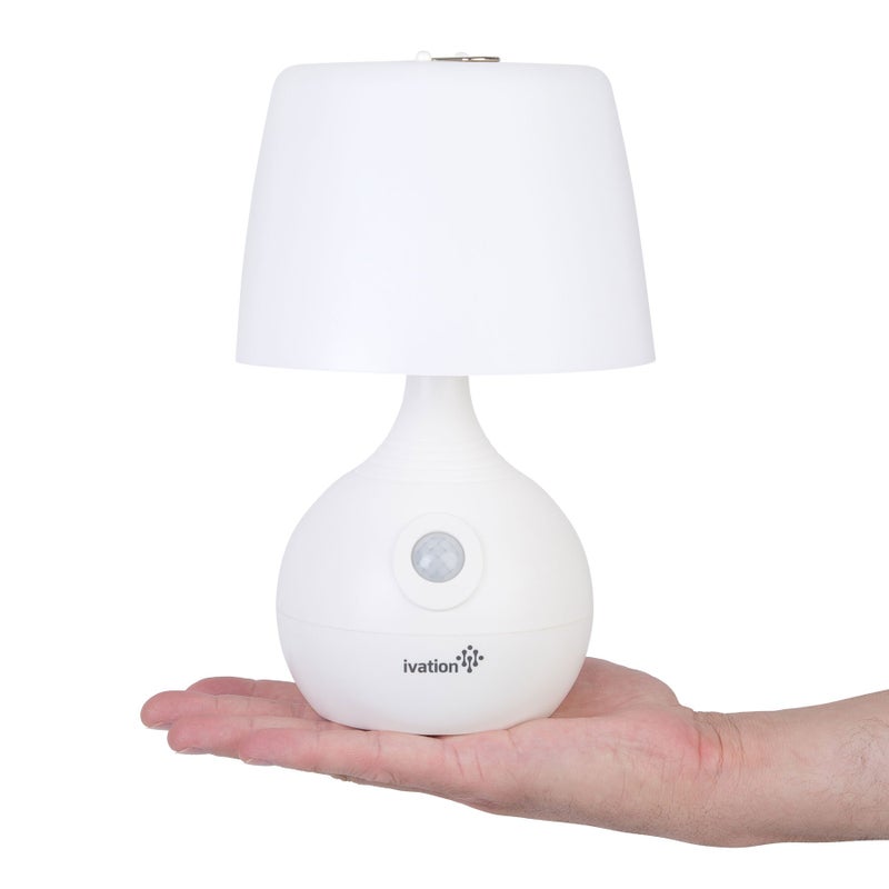 Ivation 12-LED Battery Operated Motion Sensing Table Lamp - Dual Color Range - Available Settings Include Manual & Automatic Motion & Light Sensing, White - Image 4